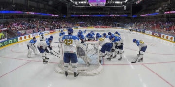 Разгромом Сборной Казахстана завершился матч по хоккею на ЧМ-2023